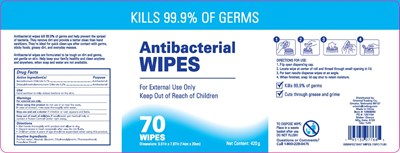label image - Oriental Antibacterial Wipes 70 pcs 20 pcs